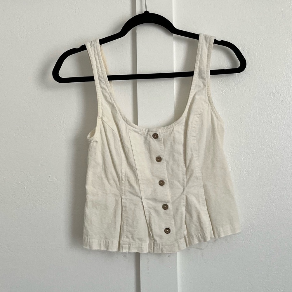 Free People Button Down Square Neck Top